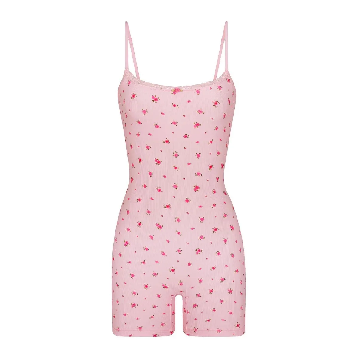 

SKIMS Kardashian SOFT LOUNGE lace floral camisole romper