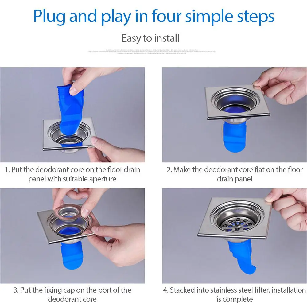 Silicone Anti-odor Stainless Steel Drain Cover Floor Drain Core Sink Filter Deodorant Kitchen Bathroom Accessories Sewer Drains