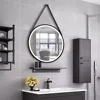 LUVODI 32" Large Round Bathroom Light Mirror With Touch Sensor Black Gold Frame Bathroom Mirror with LED Lights Detachable Rope 1
