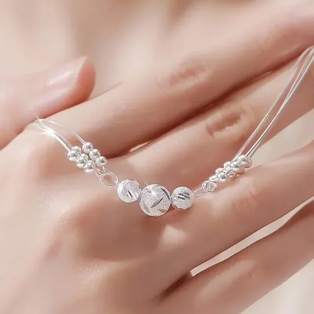 Fine 925 Sterling Silver Lucky Beads Bracelets For Women Luxury Designer Multilayer Adjustable Bracelet Party Wedding Jewelery 4