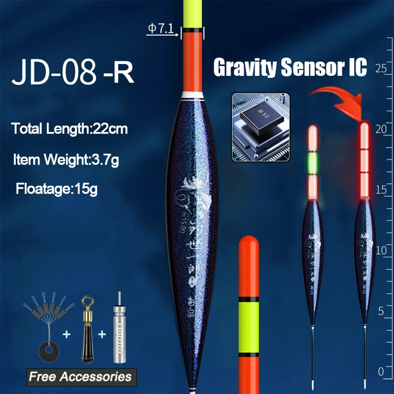 Nouveaux flotteurs pêche intelligents capteur gravité changement couleur LED haute luminosité accessoires