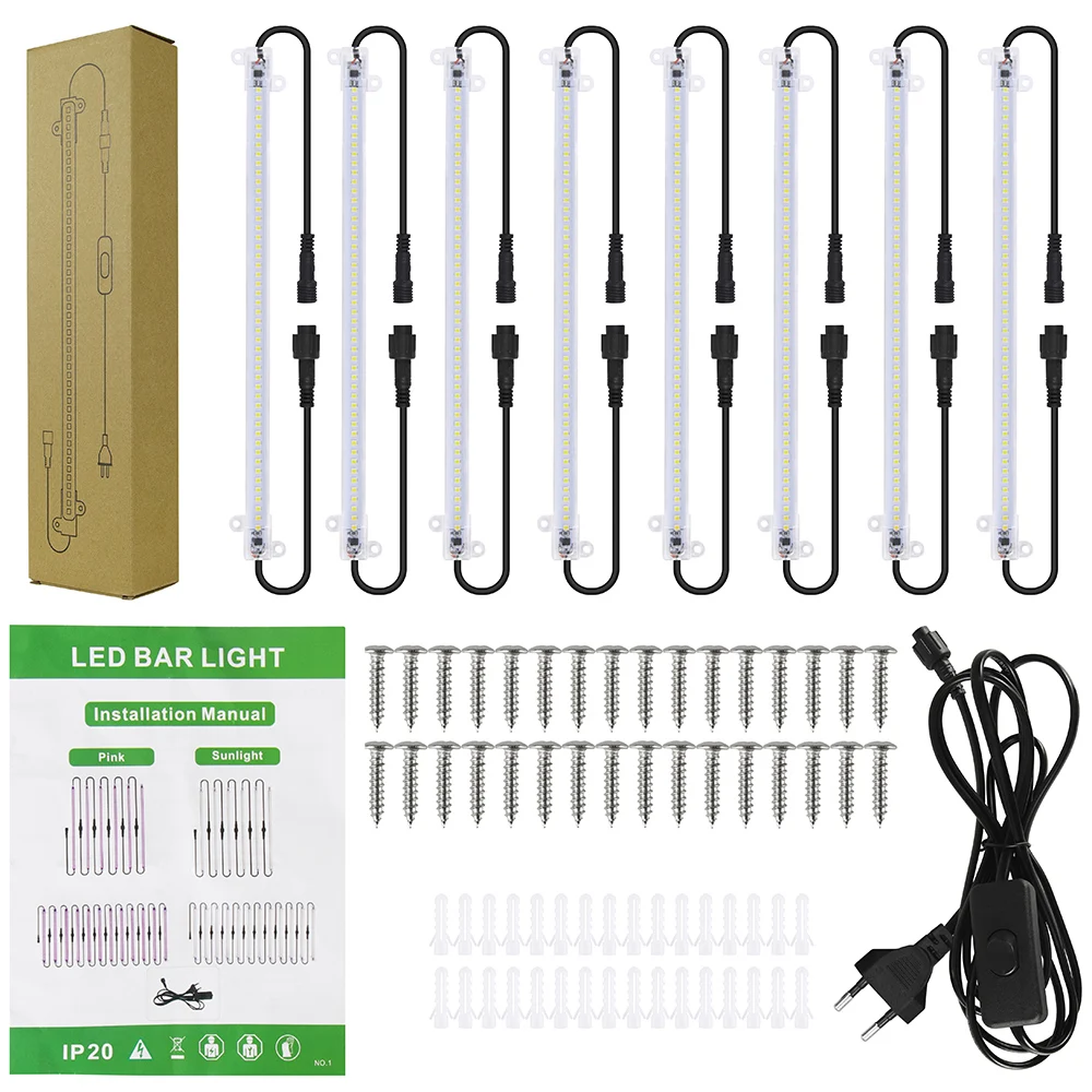 LED 스트립 성장 램프, 야채 식물용 풀 스펙트럼 햇빛 식물 램프, LED 바 성장 조명, 2.7W, 6W, 220V, 30 cm, 50cm, 1-12 개