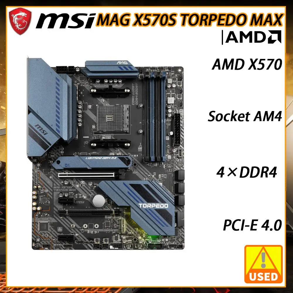 Scheda Madre X570 Am4 Msi Mag X570S Siluro Max Ddr4 128Gb Pci-E 4.0 M.2 Sata Iii Usb3.2 Atx