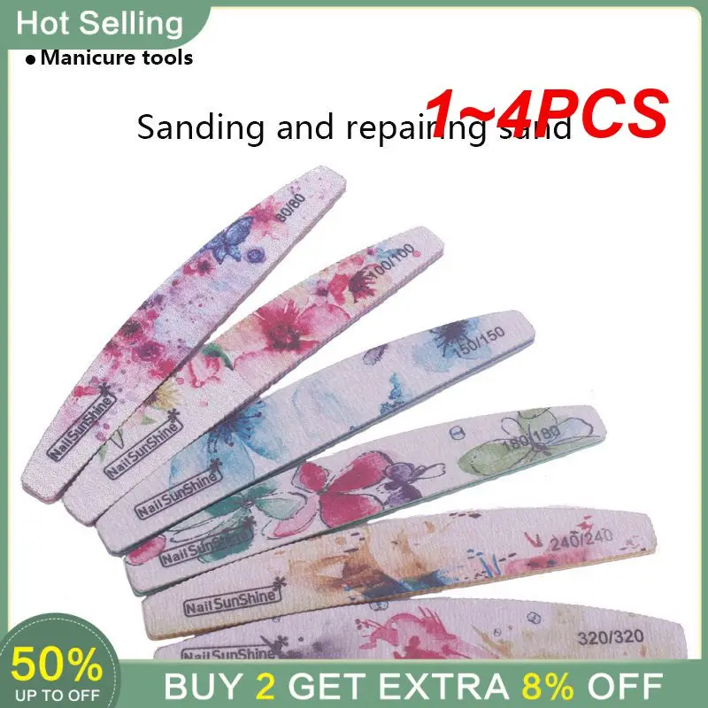 

1-4 шт., пилка для ногтей с цветочным принтом