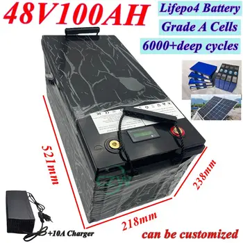 48Vlithium 100AH lifepo4 battery with BMS 5KW 10KW for tricycle golf cart inverter Solar energy storage scooter + 10A charger