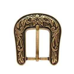 Antique Brass Western Flower Engraved Prong Pin Tongue Leathercraft Saddle Tack Belt Buckle Replacement Fits 1 Inches