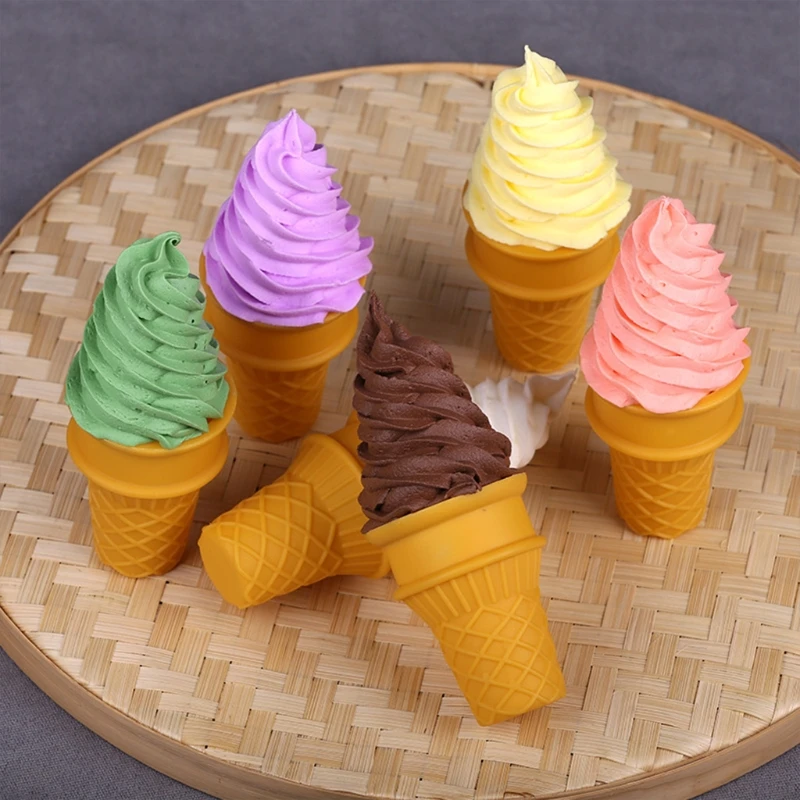 Simulation Ice Cream Model Realistic Artificial Ice Cream Cone Fake Food Dessert Shop Window Display Model Photo Props Kids Toy kitchen food toys food photography props food model