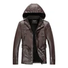 Leather Jackets Outwear Brand Clothing Men's Leather Jackets Winter New Thick Mens Fashion Style Hooded Motorcycle PU Coats Male 3