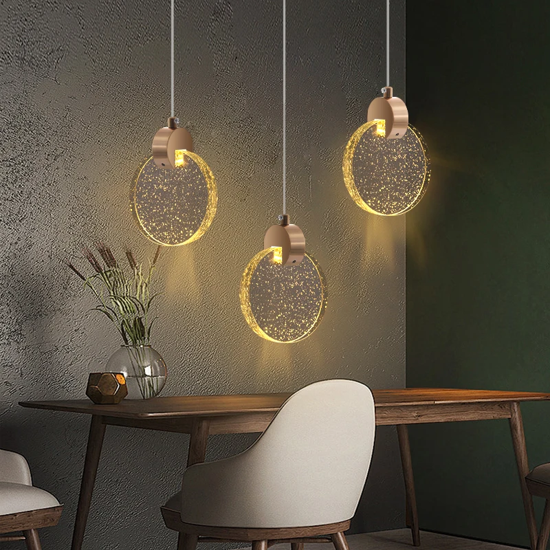 Crystal Bubble Pendant Lamps Round Modern Led Pendant Light For Bar