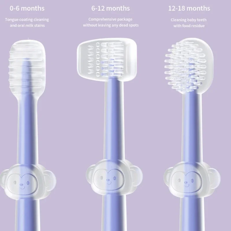 Baby Toothbrush Baby Teeth Cleaning Tool 3pcs Baby Teeth Oral Care Cleaning Set Baby Soft Bristle Toothbrush Infant Silicone Toothbrush Tongue Coating Care Cleaning