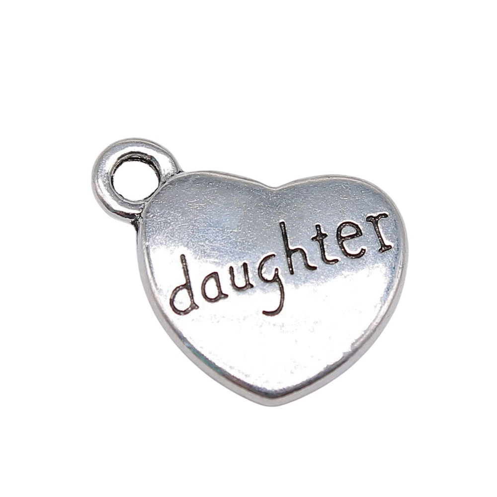 

10pcs/lot 15x18mm Daughter Charms For Jewelry Making Antique Silver Color 0.59x0.71inch