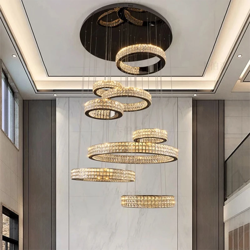 Designer Style Villa Duplex Large Chandelier, Modern Light Luxury High ...