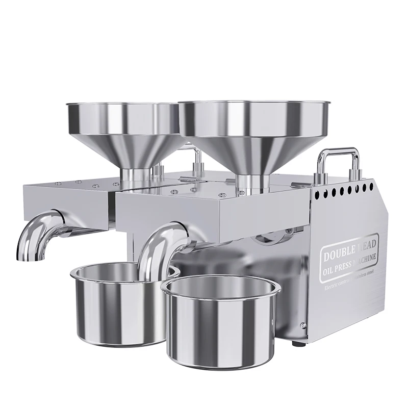 

Stainless Steel Electric Automatic Intelligent Oil Press Two Head Double Motor Frying Machine Oil Pressing Cold Hot Extractor