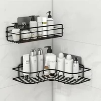 Bathroom Shelf Wall Mounted Corner Storage Shelves Shampoo Holder Iron Shower Drain Basket Bathroom Accessories Organizer 1