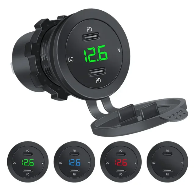 90W USB C Car Charger Socket Dual 45W PD Type-C Power Outlet Fast Charging for 12V/24V Car Marine Boat Sedan RV ATV Motorcycle 2