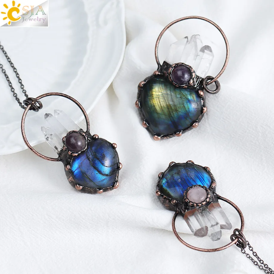 Labradorite with Quartz Crystal Pendant 2