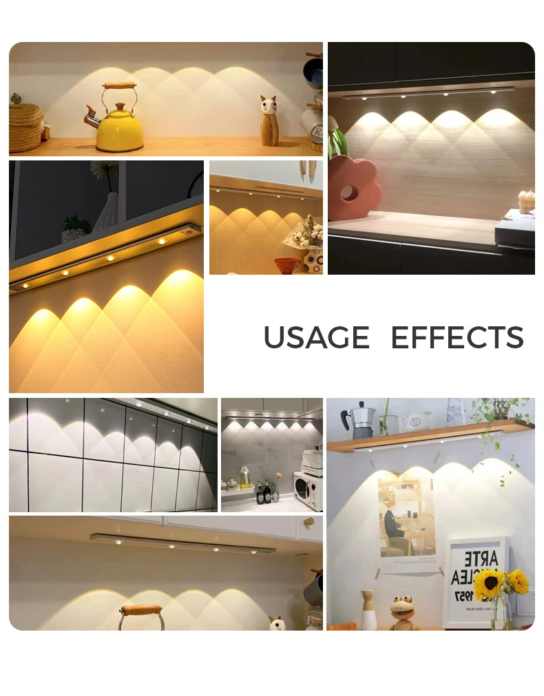 Description Picture 3 of itemLED Light Under Cabinet Lights Motion Sensor USB Rechargeable Dimmable Wireless Magnetic Night Light Home Appliance