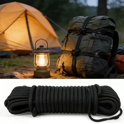 Durable Black Nylon Strap - Versatile Outdoor and Camping Utility Rope, 19 Meters - 10mm