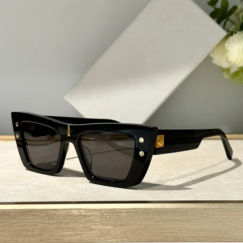 

Солнцезащитные очки в стиле хип-хоп мужские, роскошные классические темные очки «кошачий глаз», модные ацетатные солнечные очки в стиле INS, черные, 2024