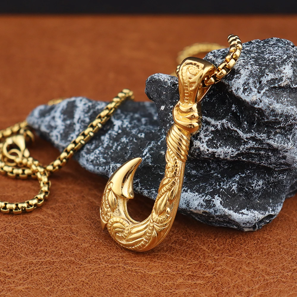 Maui Magic Fish Hook Necklace Pendant Men Vintage Punk Style Stainless  Steel Pirate Anchor Necklace Biker Jewelry Gift Wholesale - AliExpress, image size:1000x1000