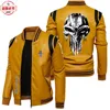 Contrast color leather jacket Ford Mustang car logo retro washed pu leather jacket windproof men's autumn and winter warm velvet 2