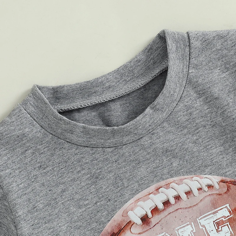 Baby Boy T-shirt Short Sleeve Crew Neck Letters Rugby Print Summer Birthday Clothes Tops