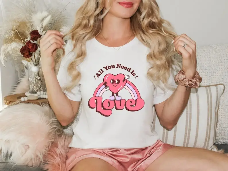 

Love is All You Need Shirts, Valentine's Valentine's Day Funny Gift for Couple Shirts 100%Cotton Fashion Streetwear harajuku y2k