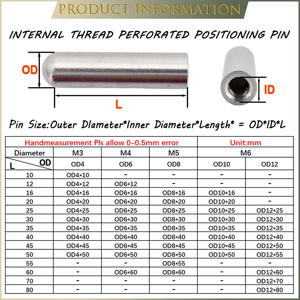 12 Pz Perni Di Bloccaggio Filettatura Interna In Acciaio Inox 304 - M3 M4 M5 M6, Per Fissaggio