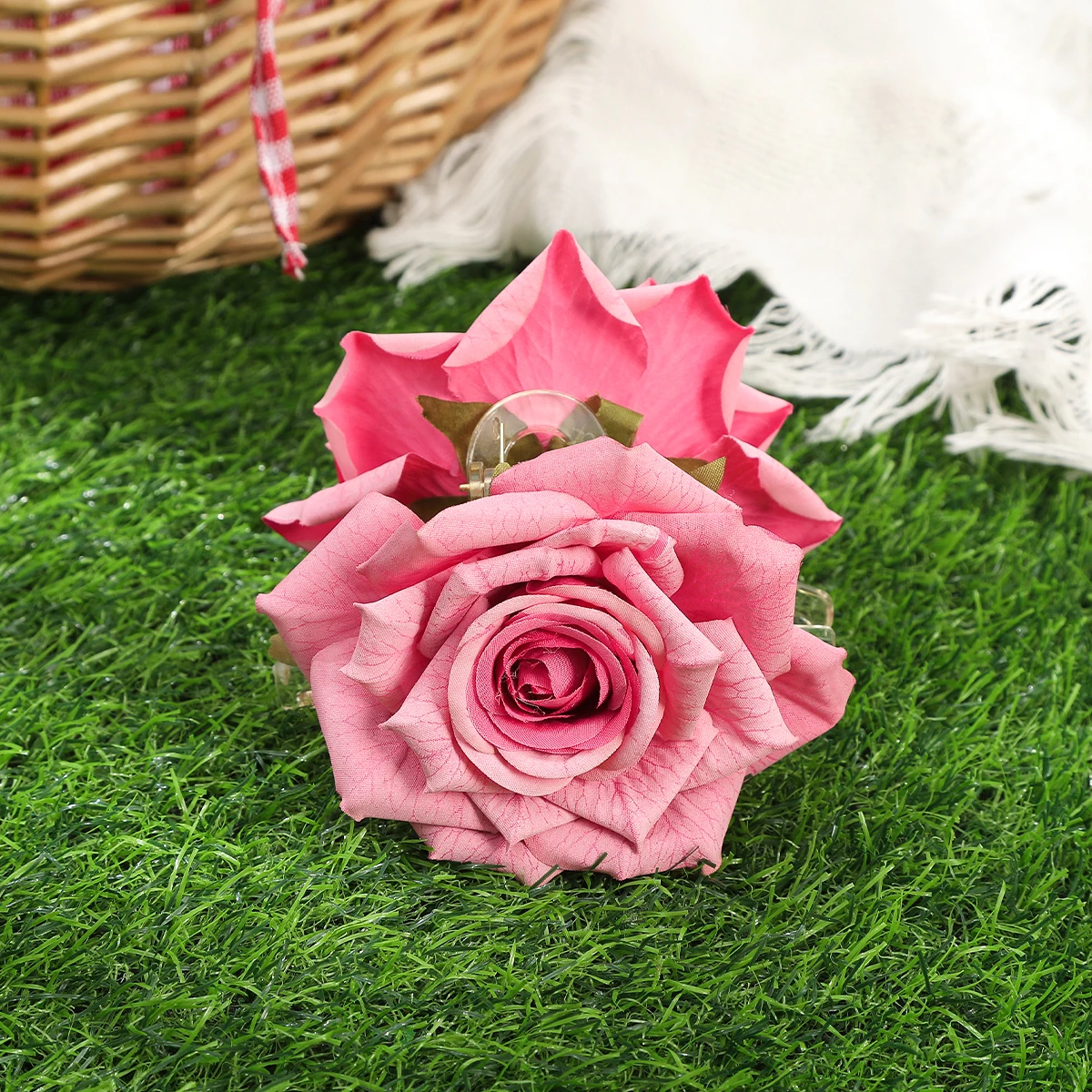 AWATYR Große künstliche Blumen-Haarklammer, Rosen-Haarspange, elegantes, hochwertiges Damen-Haar-Accessoire, Opla Petit Nigónс – Detail 1