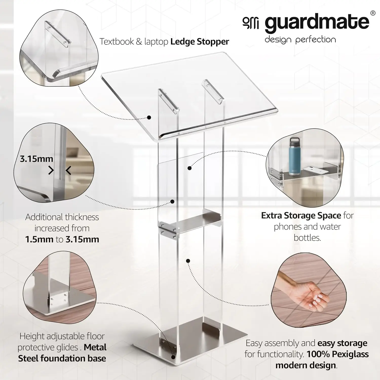 Acrylic Pulpit Podium Stand Modern Portable Pulpits for Churches Pastors Modern SchoolLecterns Wedding Event Reception