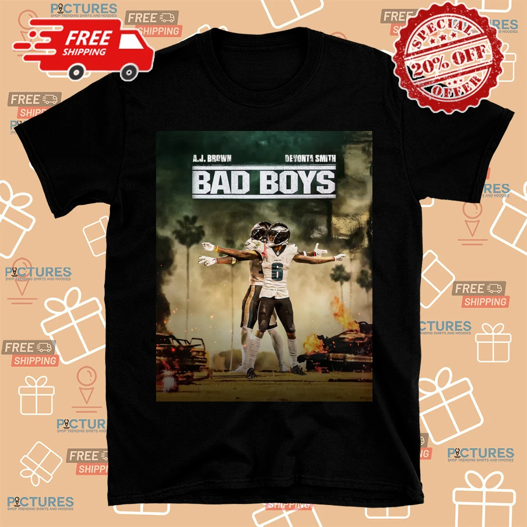 Philadelphia Eagles NFL AJ Brown und Devonta Smith Bad Boys Team Poster T-Shirt mit Druckmuster T-Shirt für Männer und Frauen