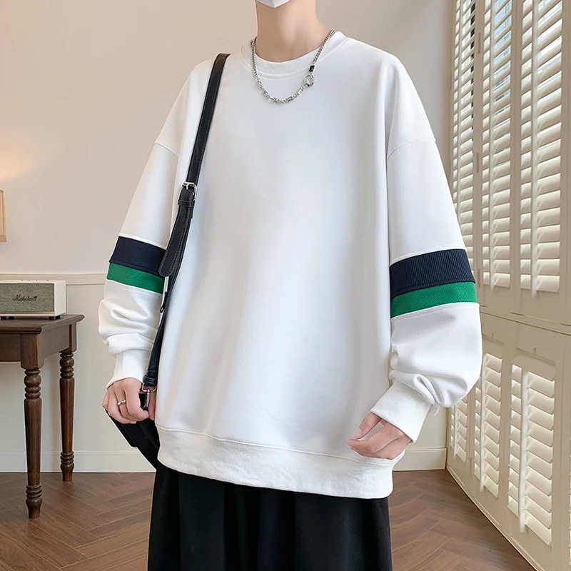 Fashion O-Neck Spliced Striped Casual Sweatshirts Men's Clothing 2024 Spring Summer New Loose All-match Tops Korean Sweatshirts