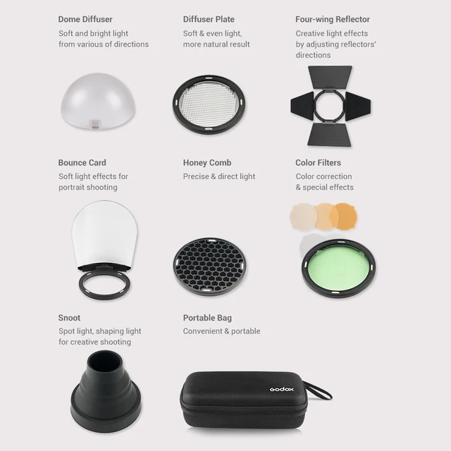 Godox AK-R1 Flash Accessory Set Mini Photography Allowance For Godox AD200 H200R V1 Round Flash lamp Head Soft light ball 2
