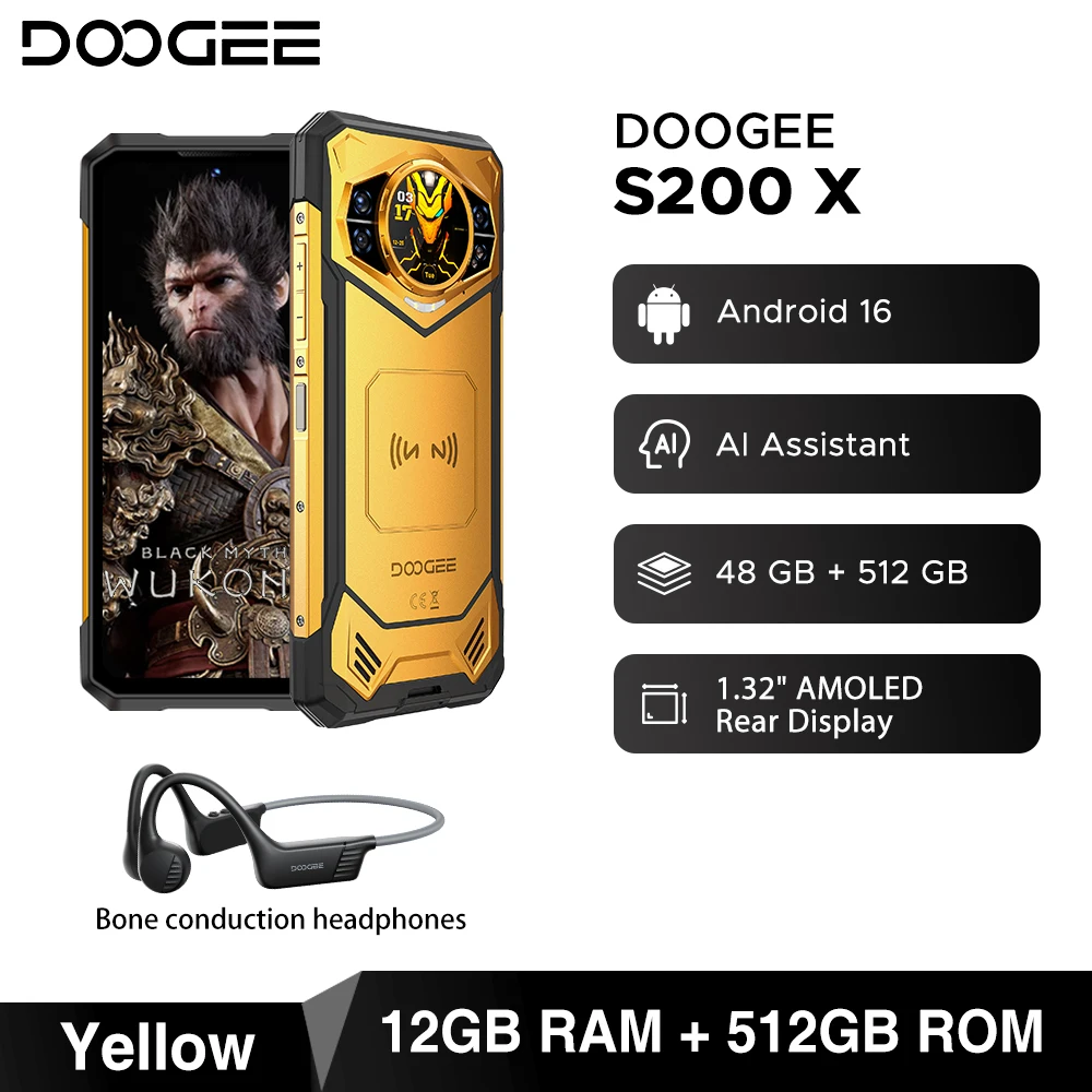 ゴールデン スマートフォン 12GB RAM 512GB ROM Estreia mundial DOOGEE S200 X 5G 12GB 512GB Telefone robusto MTK