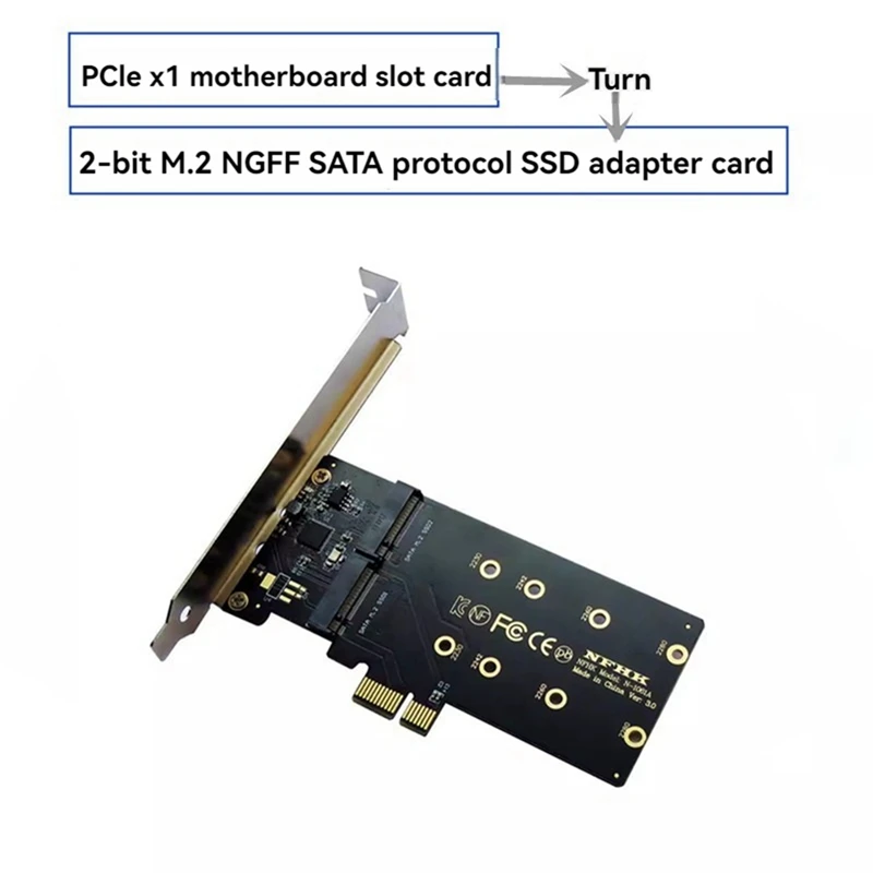 PCI-E to M2 �����, PCI Express X1 2 ��Ʈ B Ű, M.2 NGFF SATA SSD �����, PCIE M2 ����� Ȯ�� ī�� ������ ī��