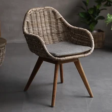 

GY Natural Wild Rattan Bed & Breakfast Style Dining Chair Handmade Bamboo Rattan Chair Balcony Woven Backrest Leisure Chair
