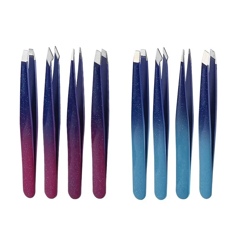Eyebrow TweezersSparkly Stainless Steel Tweezers Positive Oblique Eyebrow Tweezers Drop Gel Gradient Beauty Eyelash Repair Girl