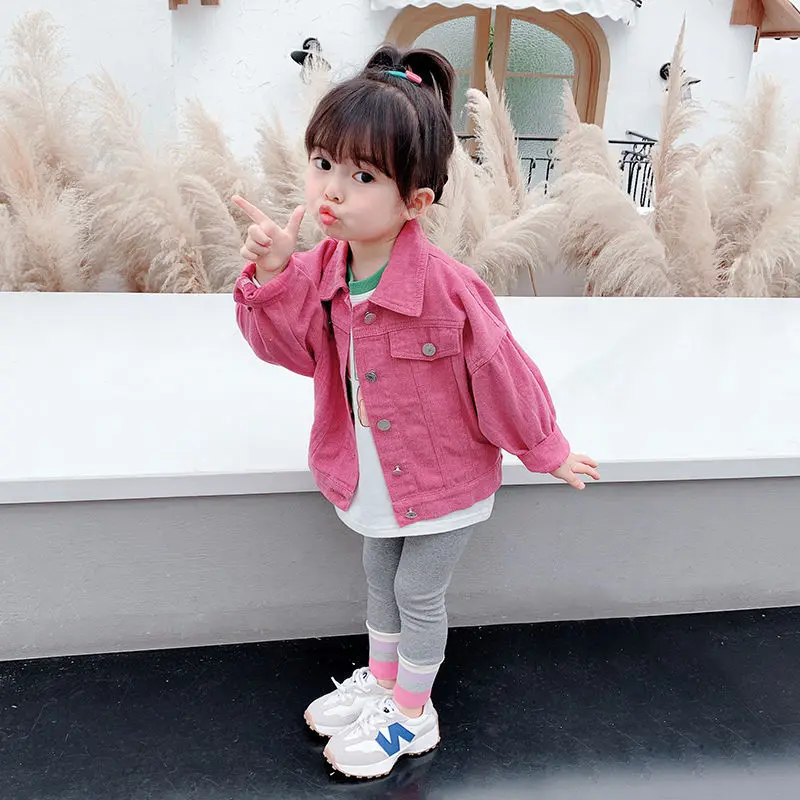 Girls coat Fashion children's denim jacket Pink baby spring and autumn coat baby outing clothes Sweet and casual girls' jacket - 4