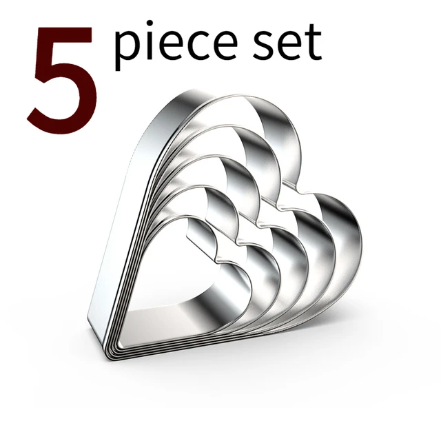 5-piece set of cookie cutters, baking molds, star shaped, heart-shaped, flower shaped, round, square, kitchen tools 5