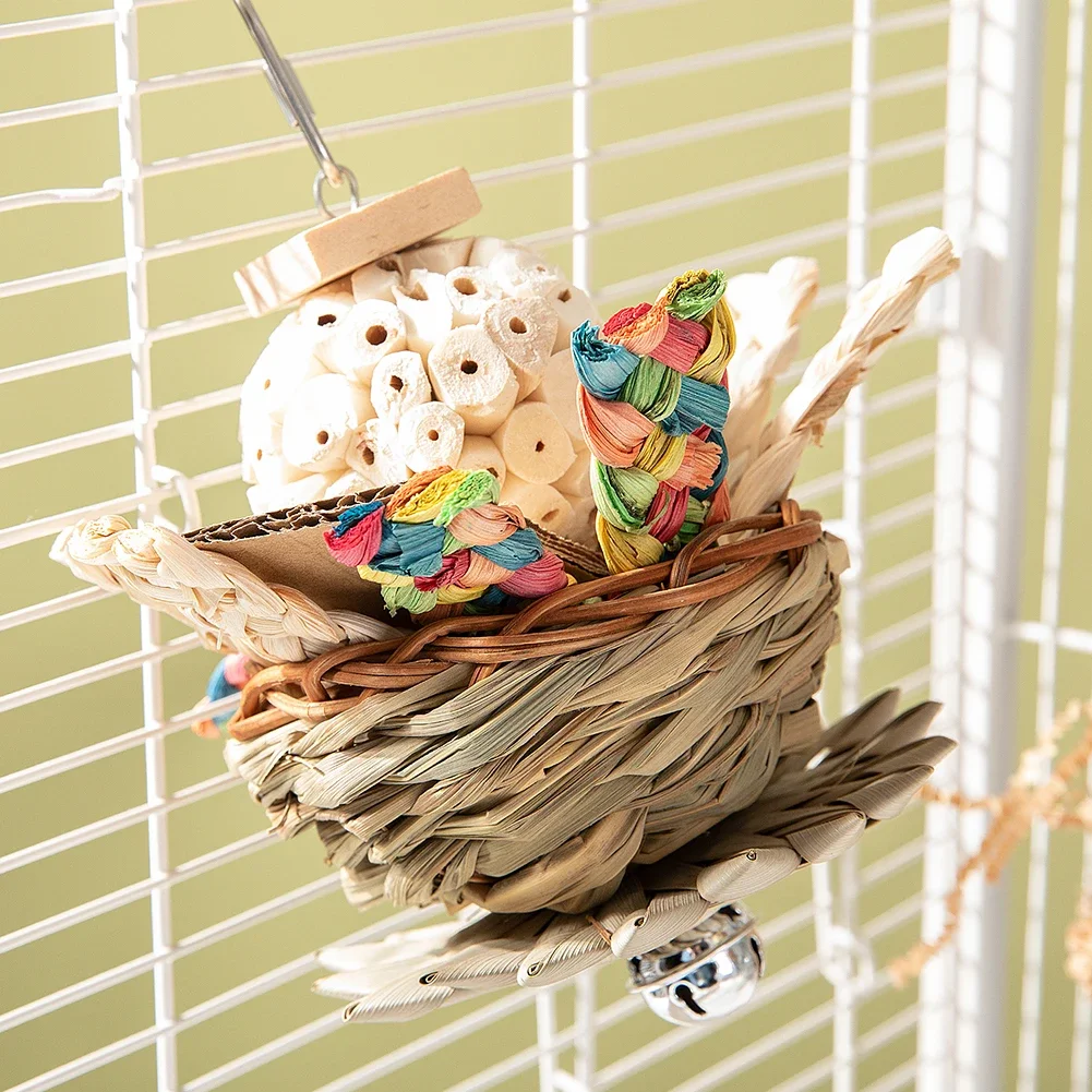 3 Pcs Bird Chewing Toys Colorful Parrot Foraging Shredder Health Toys Hanging Cage Accessories For Cockatiel Budgies Lovebird