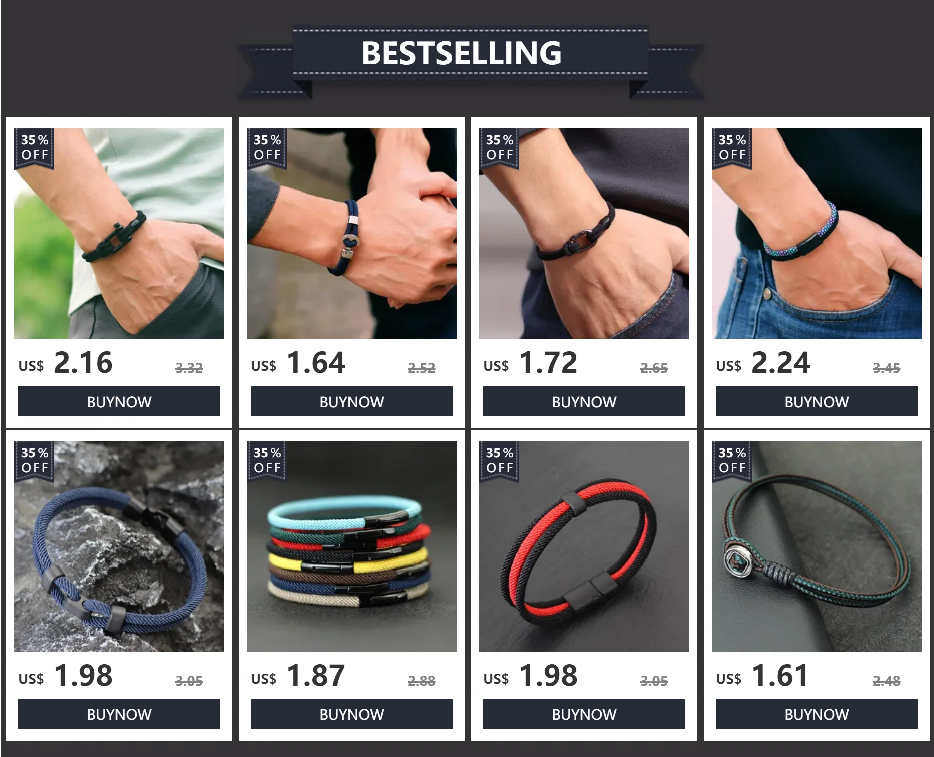 Neue Roman Männer Armband Seil Doppels chicht Color block Piraten Armband Accessoires homme erkek bileklik braslet rouge Freund Geschenk – Detail 1