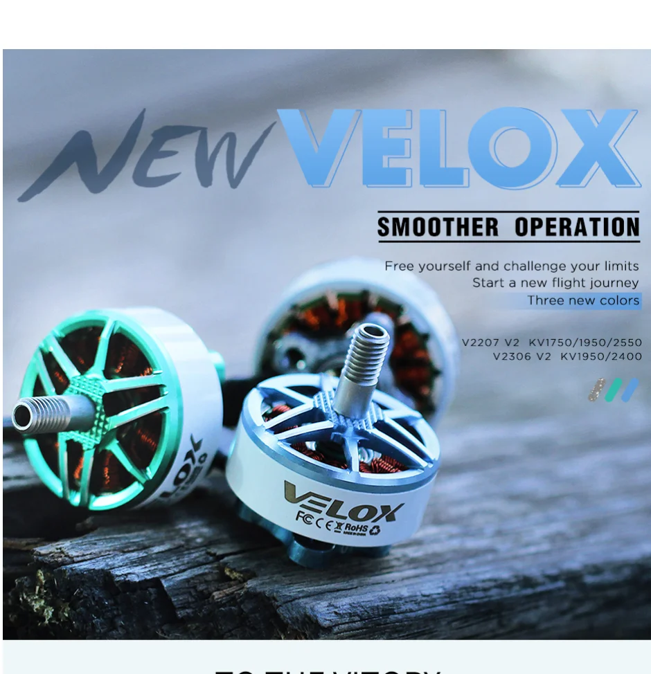 Gros plan sur l'ESC Velox V45A V2 4-en-1 3-6S avec ses connecteurs et dissipateurs thermiques