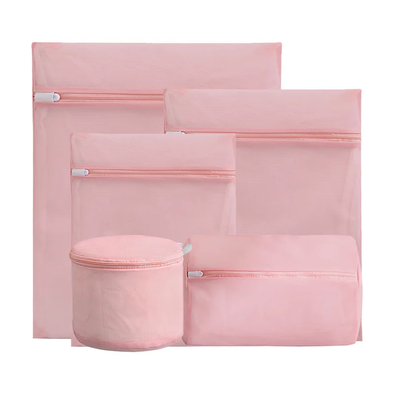 Pink Mesh Laundry Bag Home Protection Organizer Net Dirty Clothing Laundry Basket for Washing Machines Mesh Underwear Bra Bag 3