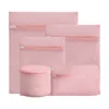 Pink Mesh Laundry Bag Home Protection Organizer Net Dirty Clothing Laundry Basket for Washing Machines Mesh Underwear Bra Bag 3