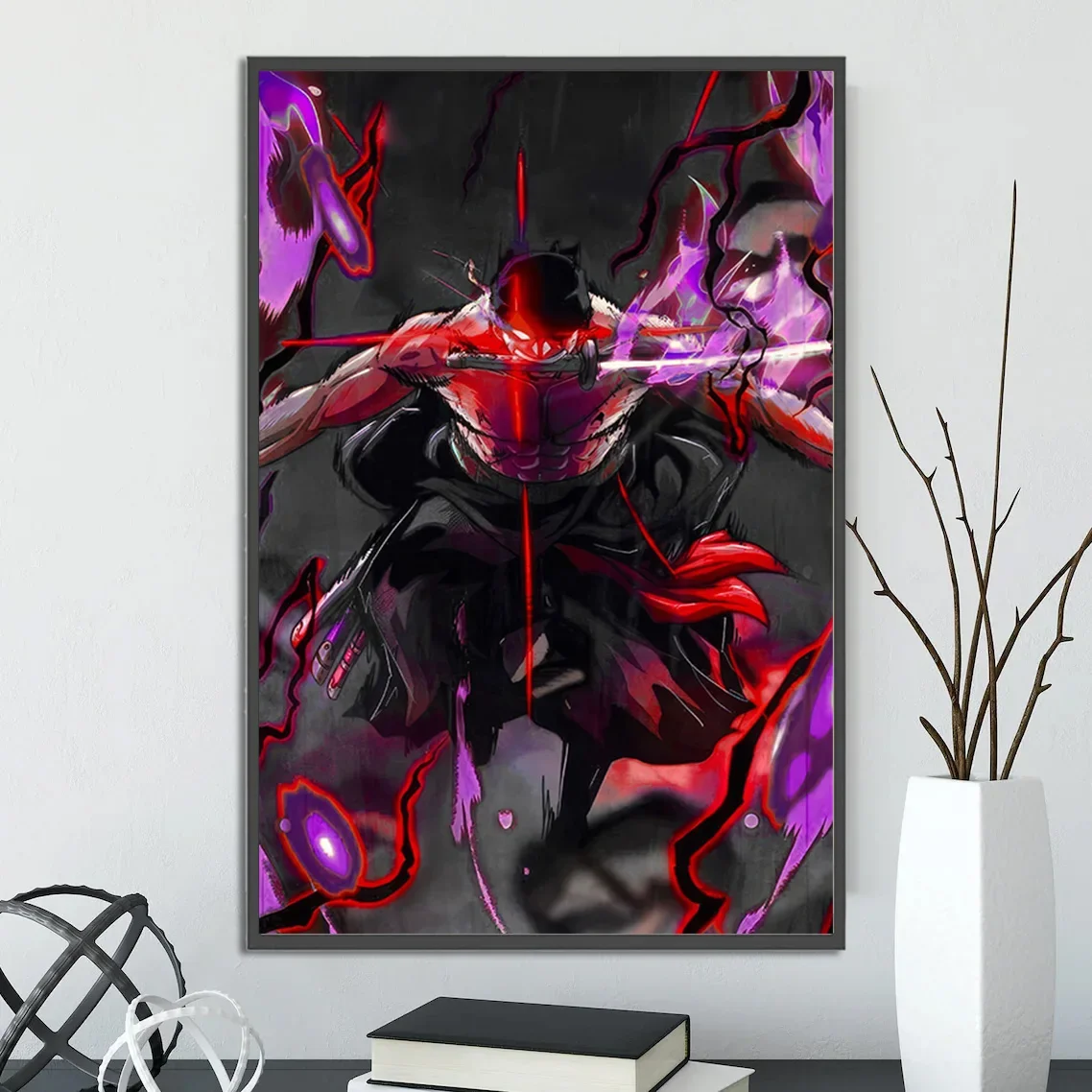 thumbnail image 1 of Póster autoadhesivo de One Piece Zoro Luffy, papel tapiz de dibujos animados para decoración del hogar, pintura impresa, arte de pared de anime, clásico, sangre caliente, 1 of 5