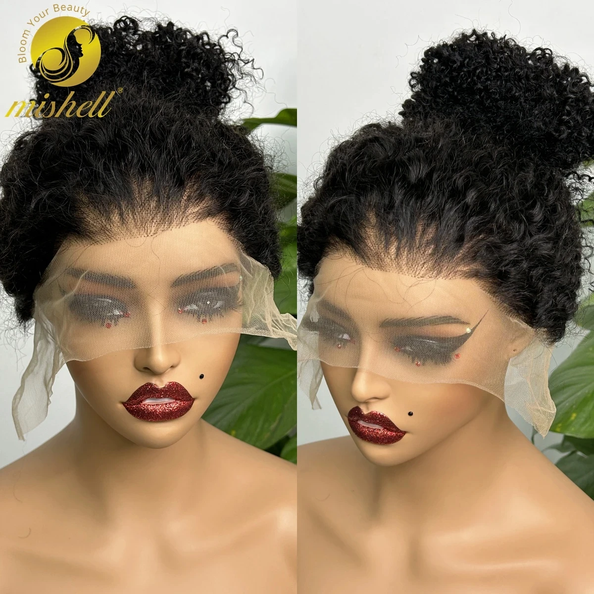 

13x6 HD Transparent Afro Kinky Curly Human Hair Wigs 13X4 Lace Frontal Afro Curly Wig 10-30 Inch PrePlucked Remy