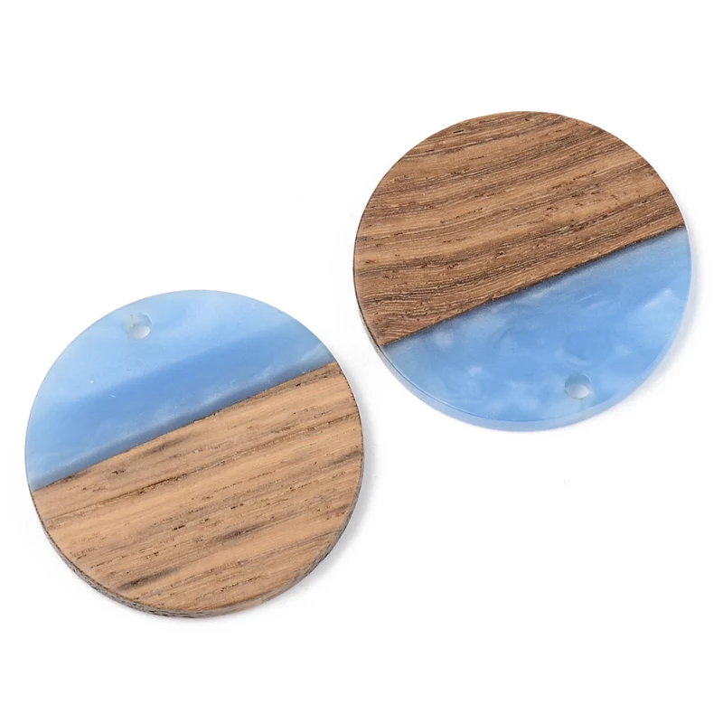 50pcs 28mm Resin Wooden Pendants Earring Charms Vintage Flat Round for Jewelry Making DIY Bracelet Necklace 28x3mm
