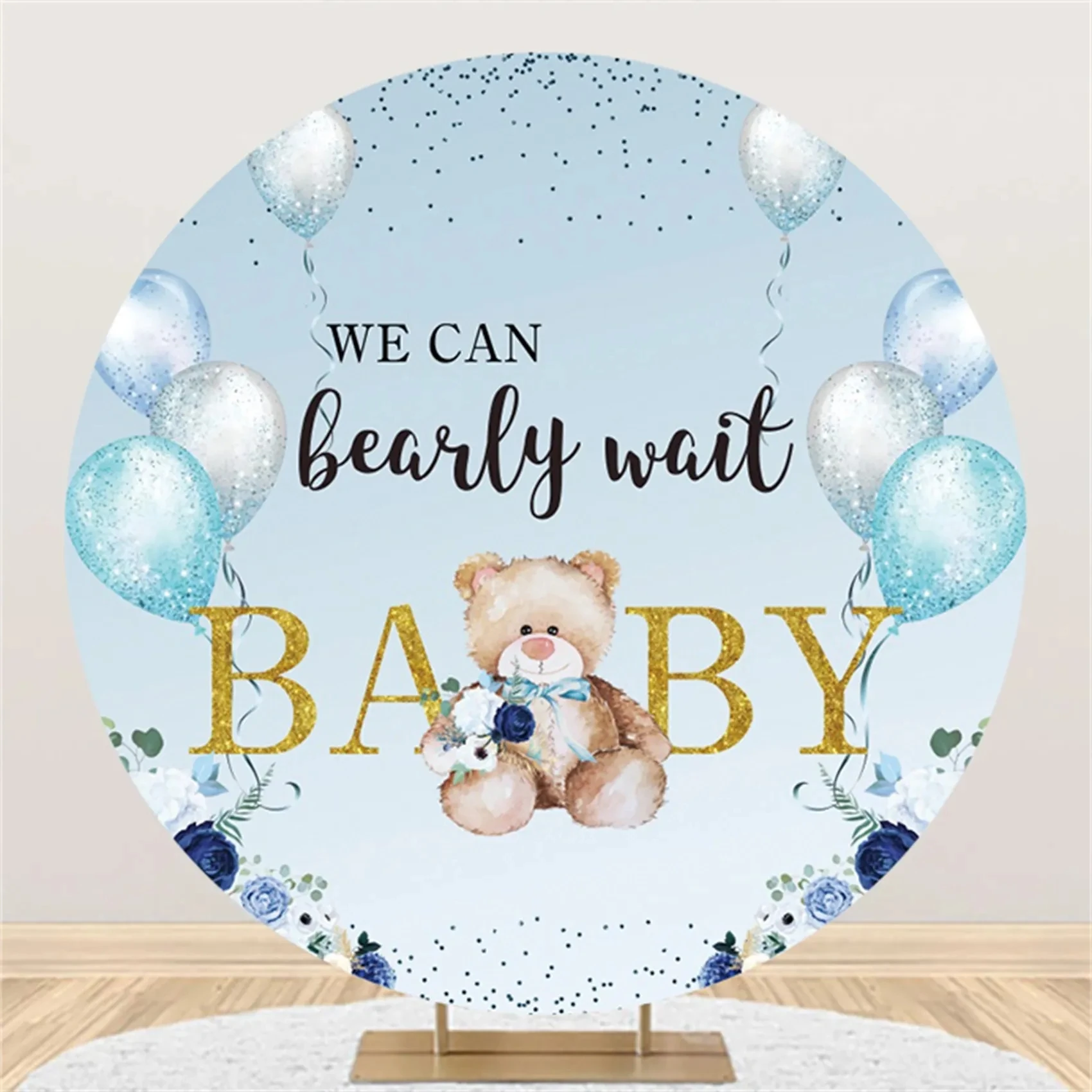 Rodada Fotografia Backdrop Balão de ar Quente Urso Elefante Baby Shower Birthday Party Decor Fundo Fotográfico Estúdio de Fotografia - Image 2