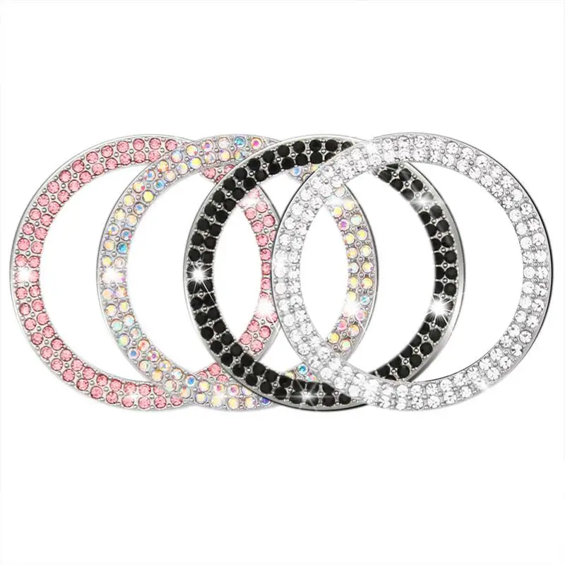 Car Bling Rings For Start Button Personality Car Interior Emblem Crystal Rings Sticker Bling Car Crystal Rhinestone Ring Emblem