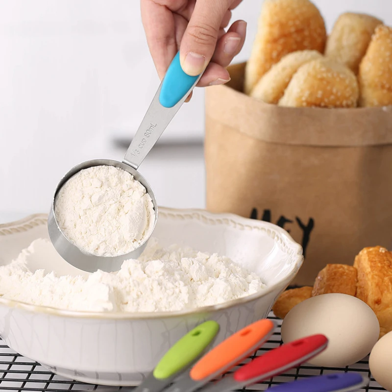 10 Pcs set 304 Stainless Steel Graduated Spoon Magnetic Coffee & milk powder Measuring Cups and Spoons Kitchen Baking Tools